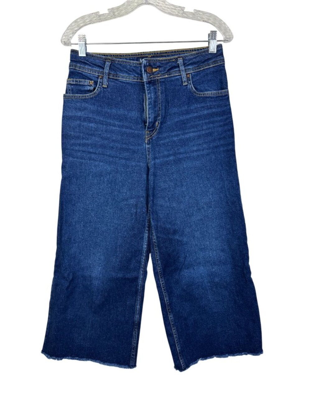 Boden Womens Wide Leg Denim Jeans Cropped Blue High Waist‎ Size 6 petite